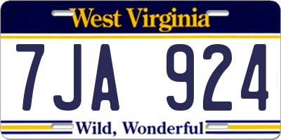WV license plate 7JA924