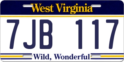 WV license plate 7JB117