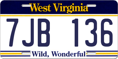 WV license plate 7JB136