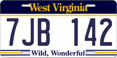 WV license plate 7JB142