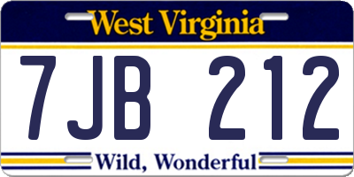WV license plate 7JB212