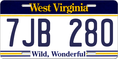 WV license plate 7JB280