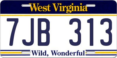 WV license plate 7JB313