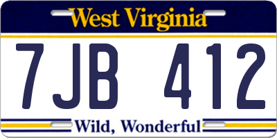 WV license plate 7JB412