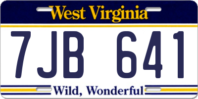 WV license plate 7JB641