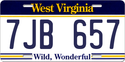 WV license plate 7JB657