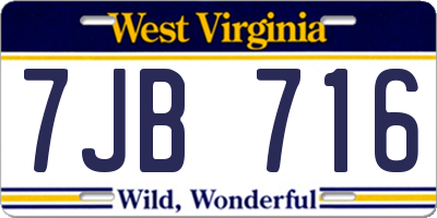 WV license plate 7JB716