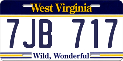 WV license plate 7JB717