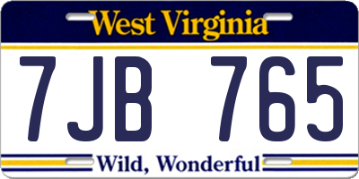 WV license plate 7JB765