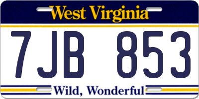 WV license plate 7JB853