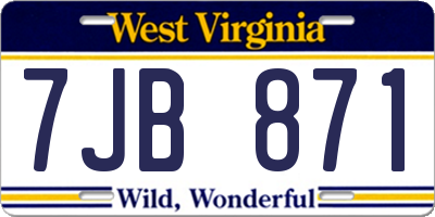 WV license plate 7JB871