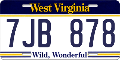 WV license plate 7JB878
