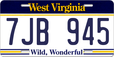 WV license plate 7JB945