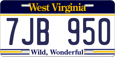 WV license plate 7JB950