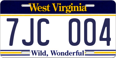 WV license plate 7JC004