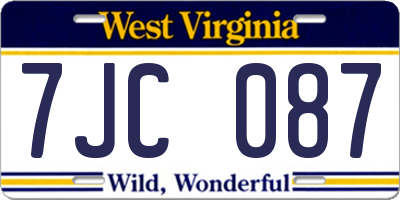 WV license plate 7JC087