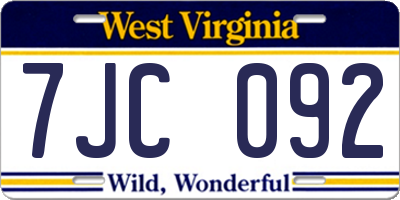 WV license plate 7JC092