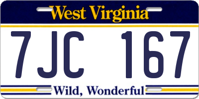 WV license plate 7JC167
