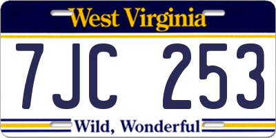 WV license plate 7JC253