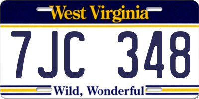 WV license plate 7JC348