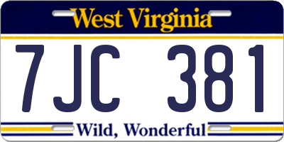 WV license plate 7JC381
