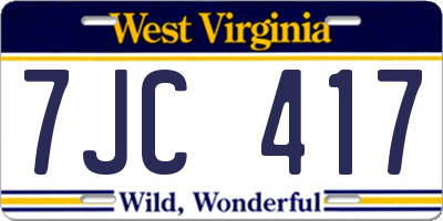 WV license plate 7JC417