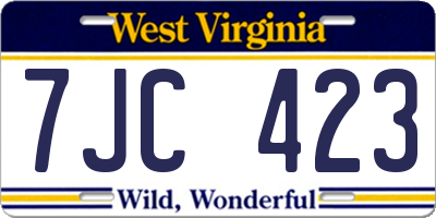 WV license plate 7JC423