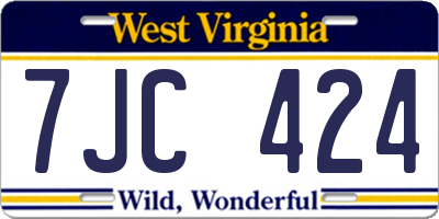 WV license plate 7JC424