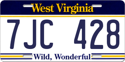 WV license plate 7JC428