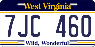 WV license plate 7JC460