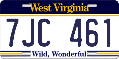 WV license plate 7JC461
