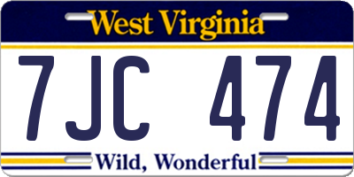 WV license plate 7JC474