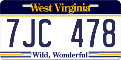 WV license plate 7JC478