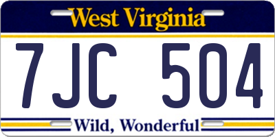 WV license plate 7JC504