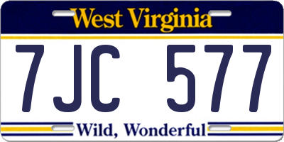 WV license plate 7JC577