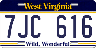 WV license plate 7JC616