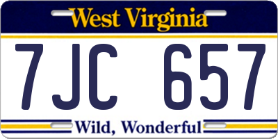 WV license plate 7JC657