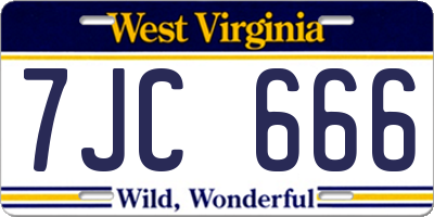 WV license plate 7JC666