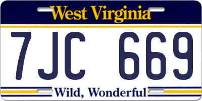 WV license plate 7JC669