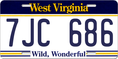 WV license plate 7JC686