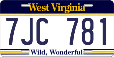 WV license plate 7JC781