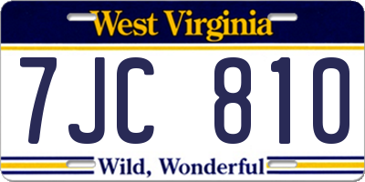 WV license plate 7JC810