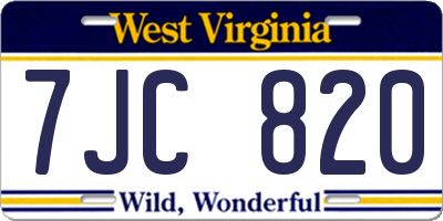 WV license plate 7JC820
