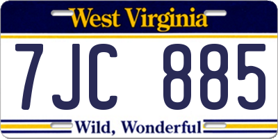 WV license plate 7JC885