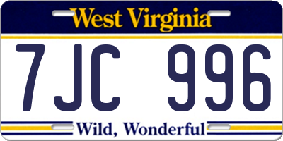 WV license plate 7JC996