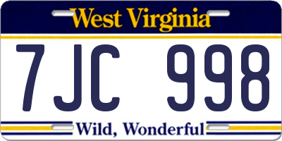 WV license plate 7JC998