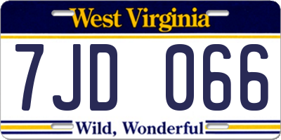 WV license plate 7JD066