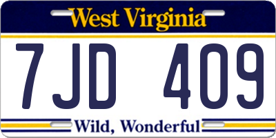 WV license plate 7JD409