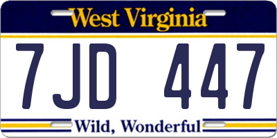WV license plate 7JD447