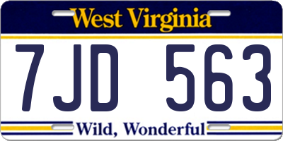WV license plate 7JD563